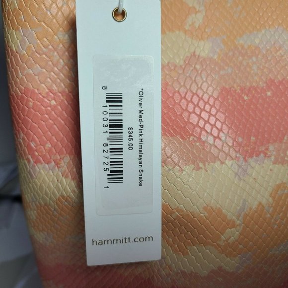 Hammitt Oliver Medium Tote Pink Himalayan Snake Hobo Leather Bag 10W"x13H" new - Picture 8 of 12
